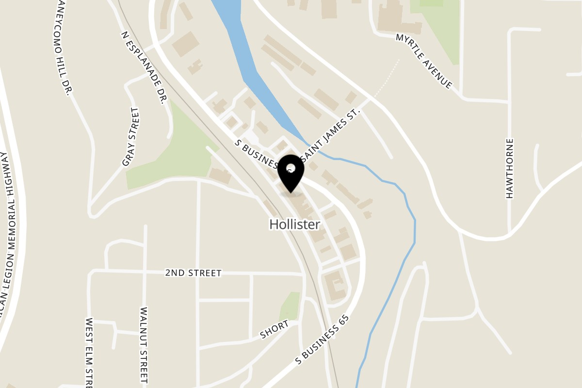 Map showing the location of Downing Street Pour House on 24 Downing St in Hollister